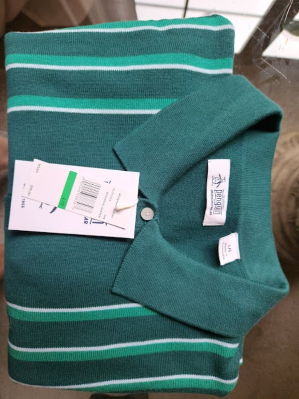 Original Penguin Munsingwear Knit Golf Polo Shirt Size Large NWT Retro Teal - Picture 9 of 9